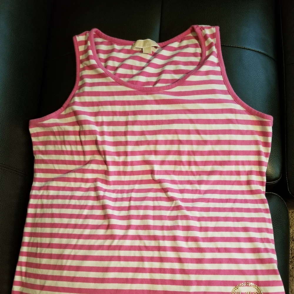 Ladies MK summer shirt. Pink and white.